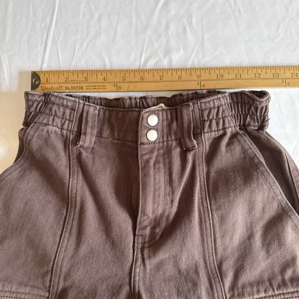 PacSun‎ Cargo Pants Women Small Brown High Rise Elastic Waist Utility Pockets